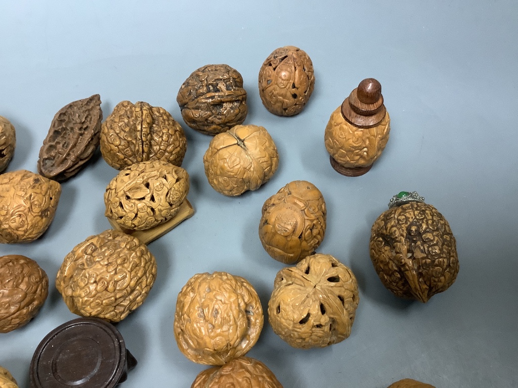 Various Chinese carved walnut shells